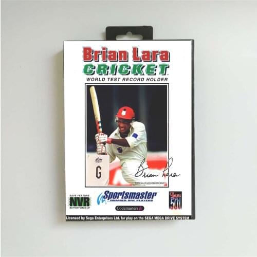 Brian Lara Cricket - EUR Cover With Retail Box 16 Bit MD Game Card for Sega Megadrive Genesis Video Game Console