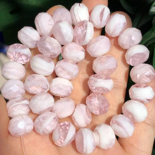 12mm Murano Transparent Faceted Rondelle Pink White Lampwork Crystal Glass Beads For Bracelet Making Women Diy Accessories Finds