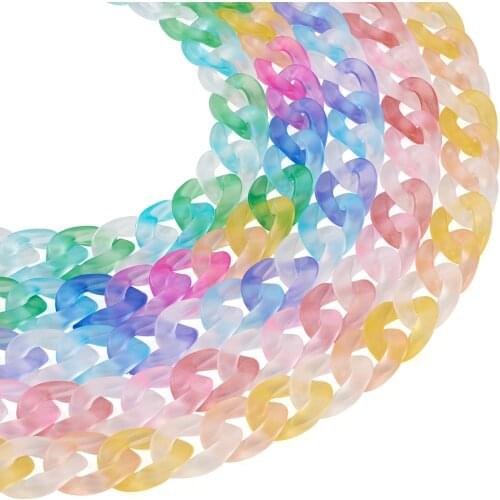 5 Strands Gradient Colors Acrylic Handmade Curb Chain Matte Transparent Twisted Chain Necklace DIY Jewelry Making Accessories
