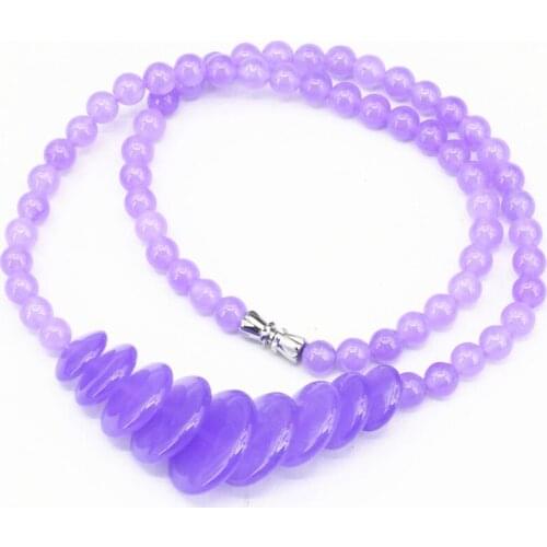 Necklace For Women Natural Stone Jades 6mm Strand Chain Round Beads Necklaces & Pendants 10-20mm Chalcedony Jewelry 18inch B3391