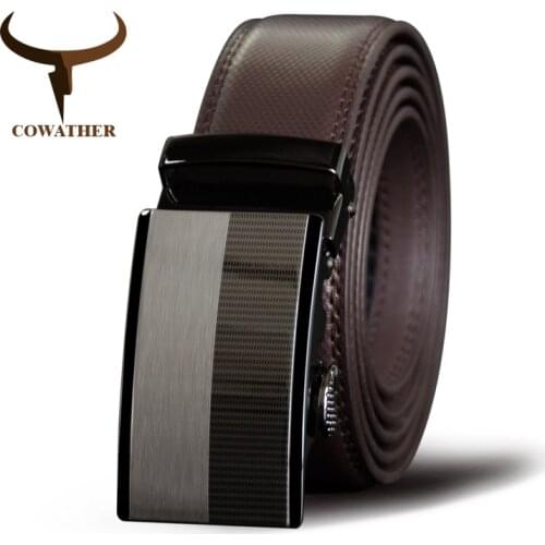 COWATHER Men Belts Cow Genuine Leather Belt Automatic Buckle Male Strap Cowhide Alloy Buckle Fashion Male Cowskin Waistband