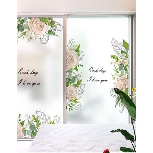 Decorative static glass sticker flower light translucent opaque bathroom toilet window sticker anti-light film