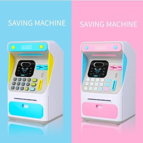 Electronic Piggy Bank ATM Password Money Box Cash Coins Saving ATM Bank Safe Box Auto Scroll Paper Banknote Gift For Kids