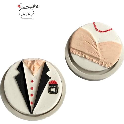 Aouke Tuxedo, Dress Shaped Decorating Molds Cake Silicone Mold Sugarpaste Candy Chocolate Gumpaste Clay Mould
