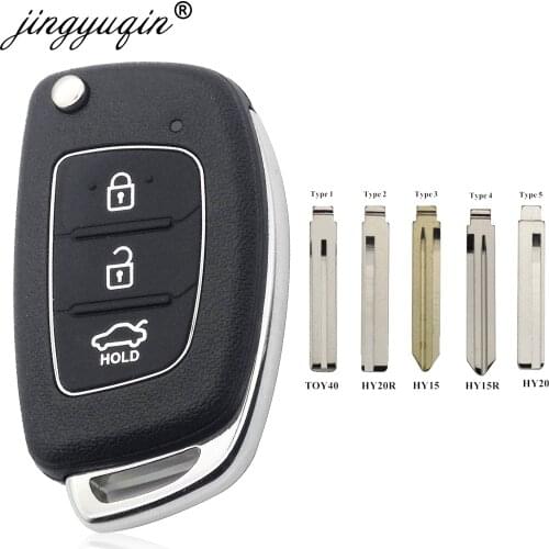 Jingyuqin 10X HY15/HY20/TOY40 Flip Remote Key Shell Fob For Hyundai Solaris ix35 ix45 ELANTRA Santa Fe HB20 Verna Solaris 3BT