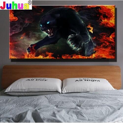 2021 New Fantasy angry black panther Picture Of Rhinestone Diamond Painting Cross Stitch Embroidery,Diamond Mosaic Modern art
