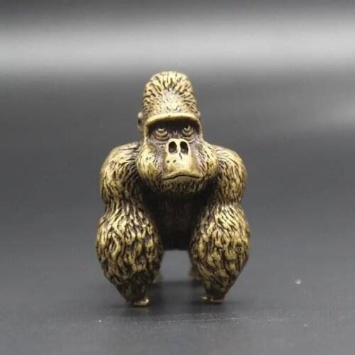 Brass Orangutan Figurine Retro Orangutan Animal Statue Living Room Decor Crafts Ornaments Home Room Decoration Accessories Gifts