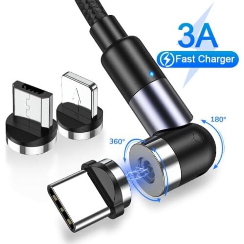 540 Degrees Rotating Magnetic Cable Micro USB Type C Charging Cable for iPhone Xiaomi Mobile Phone Charger Magnet USB Wire Cord