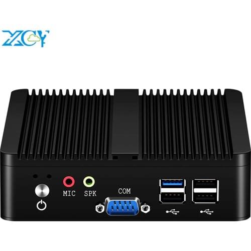 XCY Fanless Mini PC Intel Celeron J1900 Quad Cores Windows 10 Linux DDR3L RAM mSATA SSD Dual Ethernet RS232 HDMI VGA 4xUSB WiFi