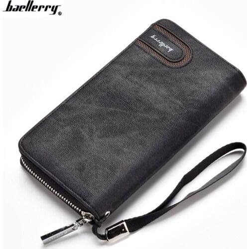 New brand baellerry mens canvas wallet zipper long clutch phone bag fashion high quality purse card wallet with coin pocket