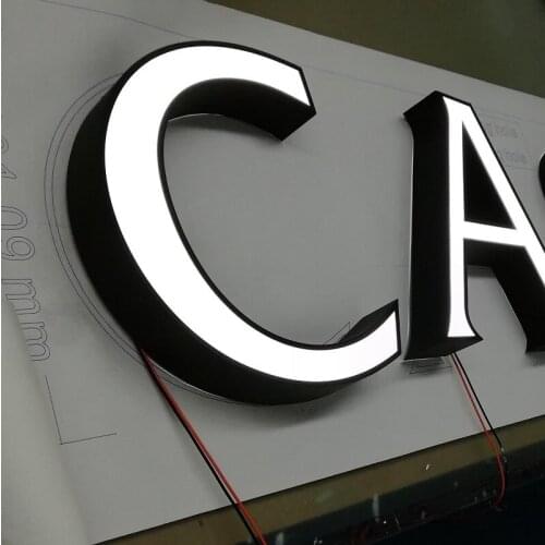 Outdoor Advertising 3D Channel Letter with Trim Cap Painting Stainless Steel LED Signage for Reception Wall Decoration