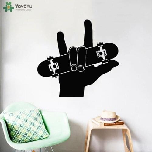 YOYOYU Wall Decal Hand Skateboard Wall Sticker Art Mural Cool Sport Boys Street Vinyl Removable Bedroom Decor Poster Gift CT748