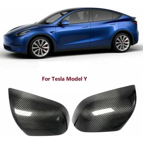 Real Dry Carbon Fiber Rear View Mirror Cover Caps Car Accessories Fit For Tesla Model Y 2020 2021