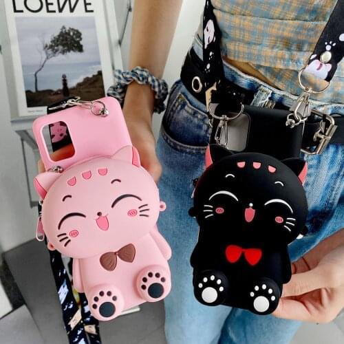 New 3D Cartoon Cat Wallet Bags Case For Motorola Moto E7 E6S E5 E4 X4 Z3 Z4 Action Marco Vision Fusion Cute Cover Soft TPU Shell