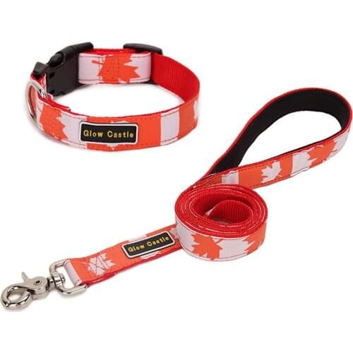 New Printed National Flag Dog Pet Leash Collar 2pcs/set Durable Fashion Pet Products Popular in Europe and America for All Dogs