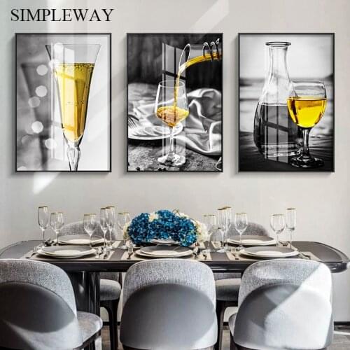 Food Drink Wine Canvas Kitchen Poster Nordic Wall Art Print Abstract Painting Modern Decorative Picture Dining Room Decoration