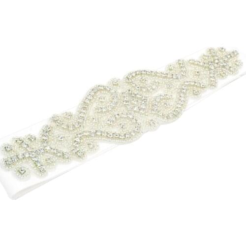 107.5'' Crystal Beaded Belt Rhinestone Wedding Dress Sash for Bridal Bridesmaid Gown Womens Prom Formal Belt - Silver