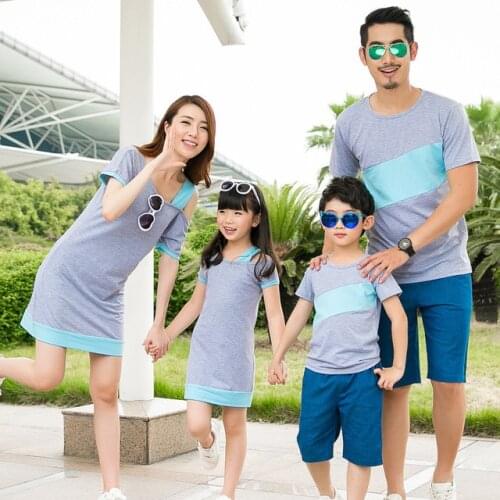 Family Matching Clothes Father Mother Daughter Son Mommy And Me Dress Couple Family Look T-Shirts Summer Women Wear Outfit Set