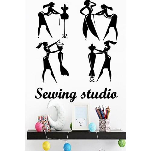 Sewing Studio Wall Stickers Girls Sticker for Business Creative Tailor Shop Posters Wall Window Decoration Murals P92