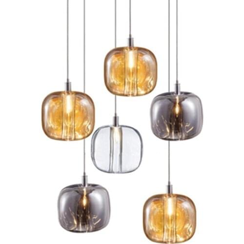 Nordic modern glass ball bubble led pendant light gold ring kitchen living room restaurant bedroom hanging lamp