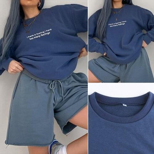 Casual Letter Printed Oversized Sweatshirt Women Fall Harajuku Pullover O-Neck Long Sleeve Autumn Fashion Clothes