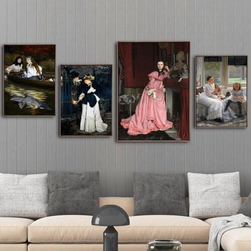 Home Decoration Print Canvas Art Wall Pictures Poster Canvas Printings Paintings French James Jacques Joseph Tissot Woman