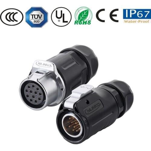 Waterproof connector M20 12pin powercon electronics automotive TV cable/wire power connector pastic male plug female plug