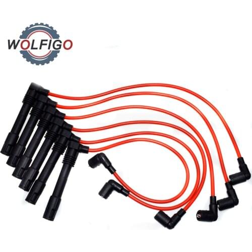 WOLFIGO 6pcs Ignition Spark Plug Wire Cable 7MM 57055 For Audi A4 A6 Quattro VW Passat 327702 RCVWC036 VWC036 QW1282 250079696