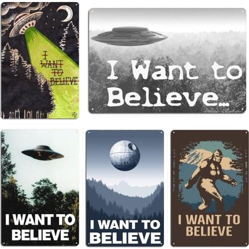 I Want To Believe Funny Metal Signs pub Funny Kitchen Wall Decor Tin sign Posters Big Foot Tins