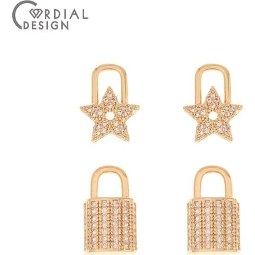 Cordial Design 40Pcs Jewelry Accessories/Earrings Making/Lock Shape/DIY Pendant/Hand Made/CZ Charms/Jewelry Findings & Component