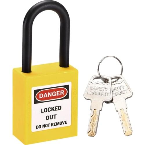 Uxcell Lockout Tagout Safety Padlock 38mm Nylon Shackle Keyed Different Yellow