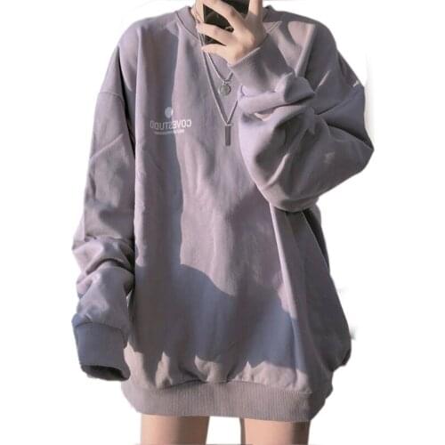 Womens wear - long sleeve sport shirt - purple Harajuku loose top