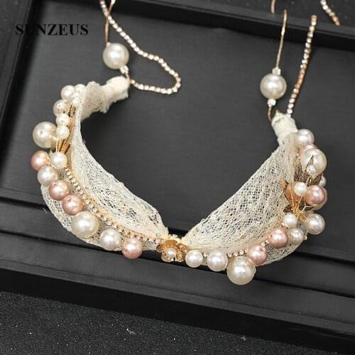 Vintage Headband with Pearls Metal Chain Performance Women Hair Jewelry diademas para el pelo mujer HD18