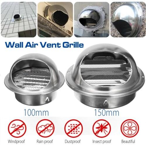 100/150mm Stainless Steel Wall Ceiling Air Vent Ducting Ventilation Exhaust Grille Cover Outlet Heating Cooling & Vents Cap