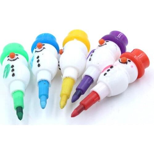 200PCS Cute Snowman Pencils Cartoon Christmas Gift Pencil Crayon With 5 Segments Assembled School And Office Supplies Stationery