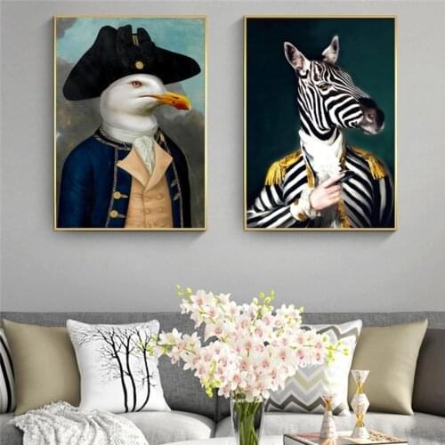 Abstract Zebra in Military Uniform Canvas Paintings On the Wall Art Posters And Prints Funny Art Animals Picture Home Decoration