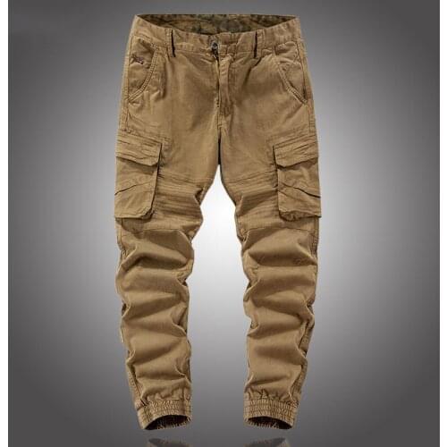 Mens Side Pockets Cargo Pants Fashion Streetwear Hip Hop Track Joggers Trousers Brand Tie Feet Black Casual Harem Pants for Men
