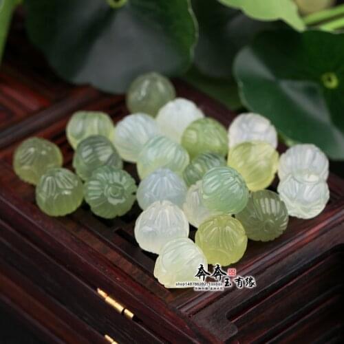 Natural handcarve jade lotus green jade beads real green jade bracelets DIY beads jade gift genuine jadeite bracelet 6pcs/lot