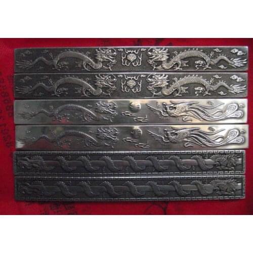 Fend Shui Collectible Handmade Miao Silver Carved Dragon Paper Weight 3 pair