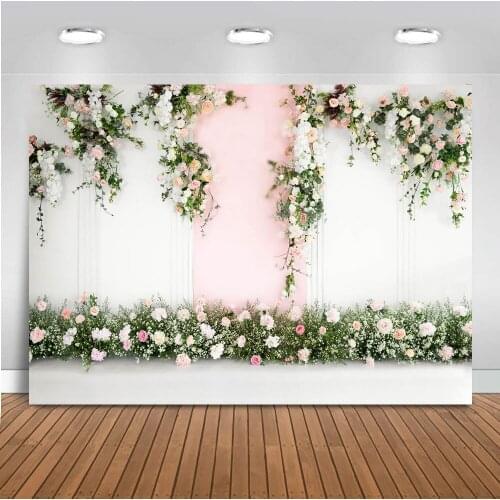 Flower backdrop wedding bridal shower background for photography white and pink photo shoot newborn kids portrait photocall boda