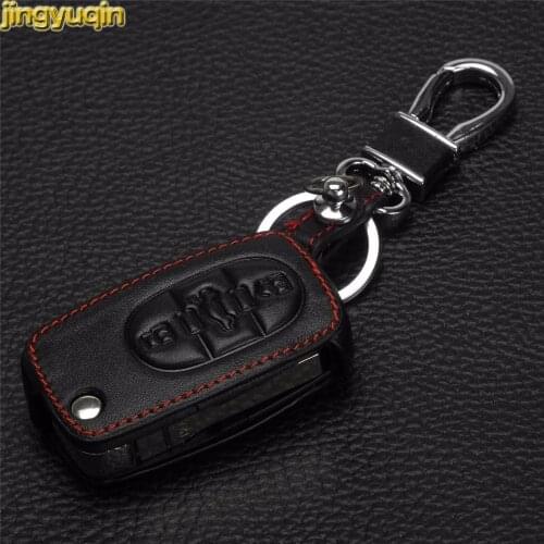 Jingyuqin For Audi A2 A3 A4 A6 TT leather 3 Buttons Leather key Cover Case Bag Wallets Key Ring With Buckle