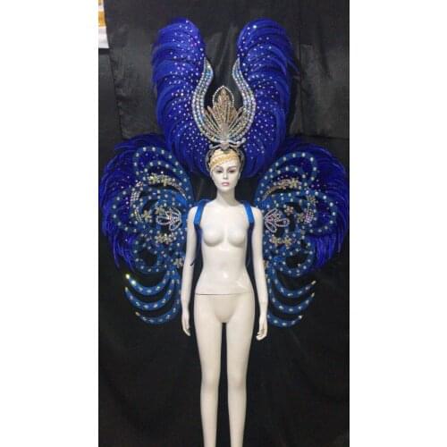 Carnival feather headwear for girls party dancing performance female clothes bow hair headdress dance feather headpiece costume