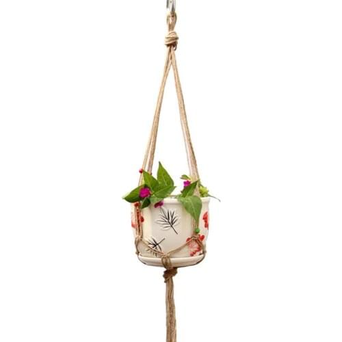 Linen Rope Plants Flowers Pot Hanging Basket Holder Net Garden Balcony Decor