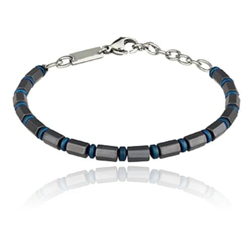 2020 New Style Fashion Stainless Steel Jewelry for Men with Gray Hematite Long Tube Chains Bracelet Blue Accessories