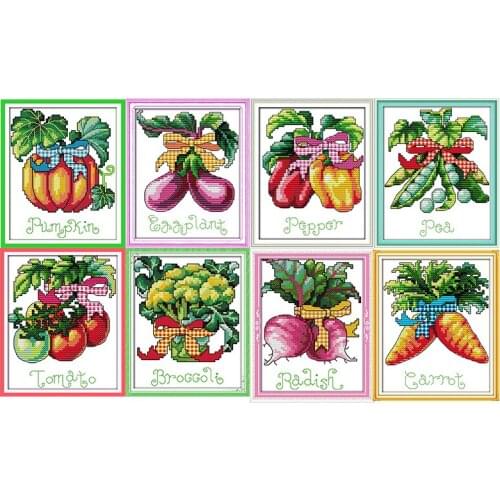 Cross Stitch Kit Aida 14ct 11ct Count Print Canvas Stitches Embroidery DIY Handmade Needlework Vegetable Series Hand Embroidery
