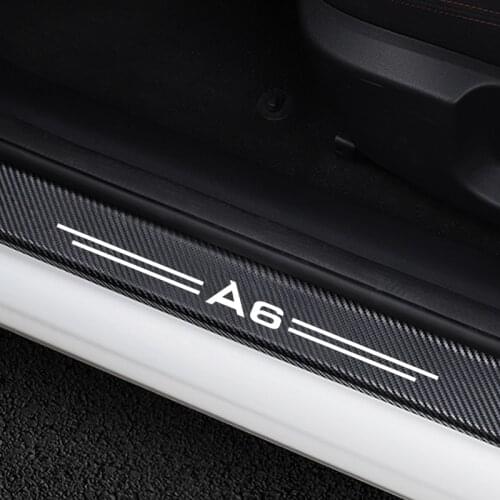 Auto Door Threshold Cover Anti Scratch Stickers For Audi A6 C6 C5 C7 4F Car Door Sill Scuff Plate 4D Carbon Fiber Accessories