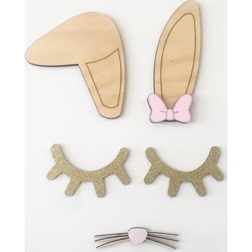 Ins Nordic Style Rabbit Ears Beard Wall Sticker Wooden Ornaments for Kids Baby Room Decoration Photography Props Gift Home Decor