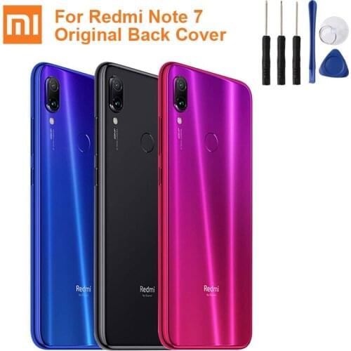 Original XiaoMi Glass Battery Rear Case For Xiaomi Redmi Note 7 Note7 Phone Battery Backshell Back Battery Cover