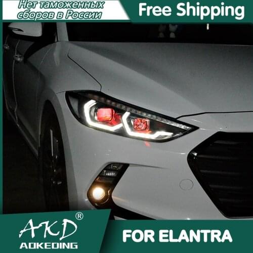 Headlights For Car Hyundai Elantra 2016-2020 DRL Day Running Light Head Lamp LED Bi Xenon Bulb Fog Lights Tuning Car Accessory