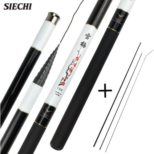 SIECHI 3.6-7.2M Stream Fishing Rod Taiwan Hand Pole Telescopic Rods with Top Three Sections and Float Rig Set